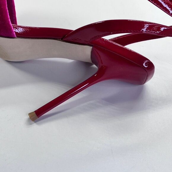Steve Madden Lilac Pink Velvet Heels Size 7.5 Stiletto Ankle Strap High Heel - Picture 13 of 16